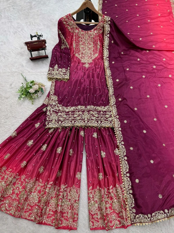 Havy Chinon Blue Designer Suit
 - Rose Bud Cherry, M