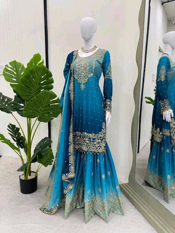 Havy Chinon Blue Designer Suit
 - Deep Cerulean, XL