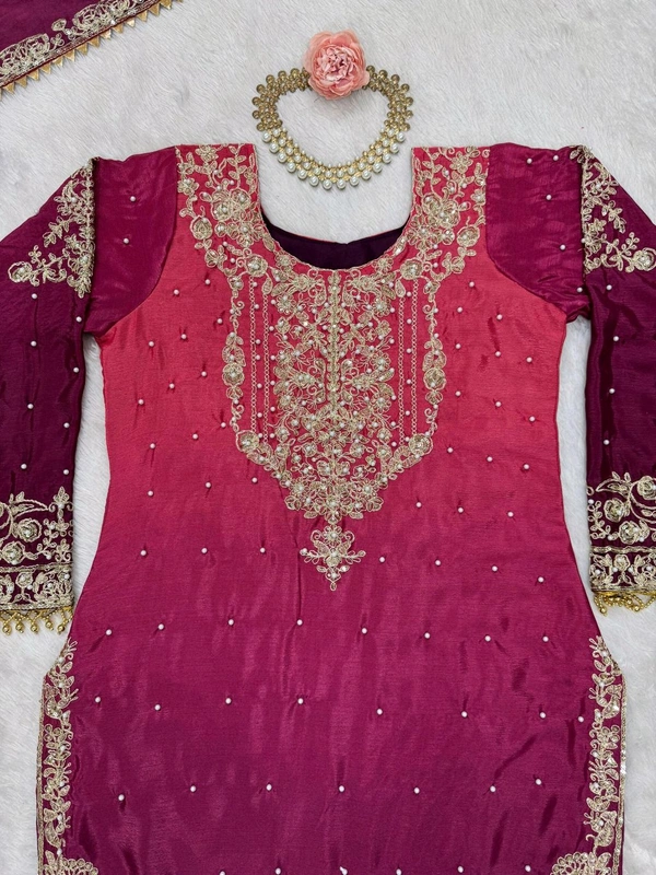 Havy Chinon Blue Designer Suit
 - Rose Bud Cherry, XL