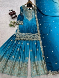 Havy Chinon Blue Designer Suit
 - Deep Cerulean, XXL