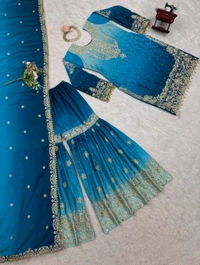 Havy Chinon Blue Designer Suit
 - Deep Cerulean, XXL