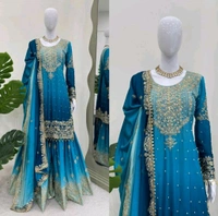 Havy Chinon Blue Designer Suit
 - Deep Cerulean, XXL