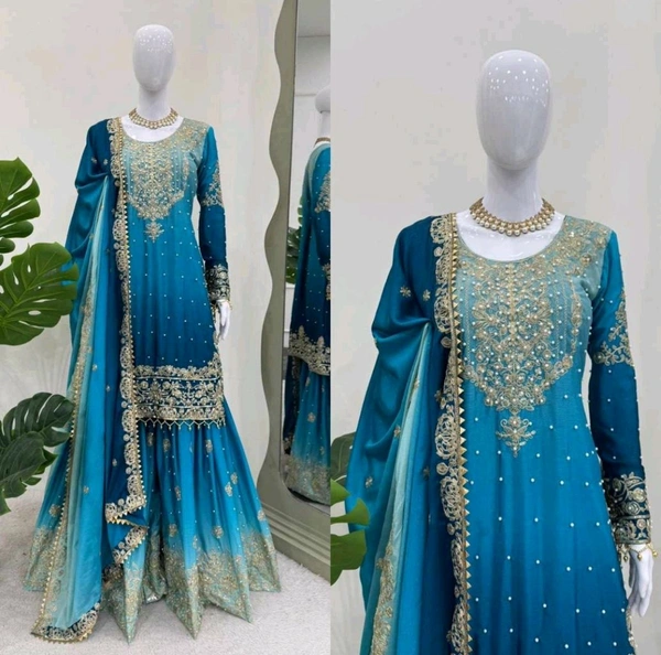 Havy Chinon Blue Designer Suit
 - Deep Cerulean, XXL