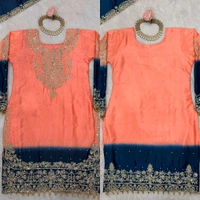 Havy Chinon Blue Designer Suit
 - Salmon, XXL