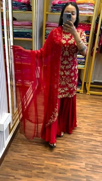Embroidered Chinon Silk Kurta Palazzo with Sequence Work and Matching Dupatta
 - Shiraz, XL