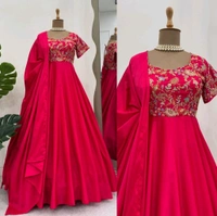 Blue Elegant Heavy Natural Crepe Gown with Intricate Coding Dori & Sequin Work - Razzmatazz, M