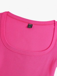 Women's Tops Sexy Tops for Women Shirts Women's Scoop Neck Crop Tee Women's Dress(Hot Pink,X-Small) - French Rose, XXL