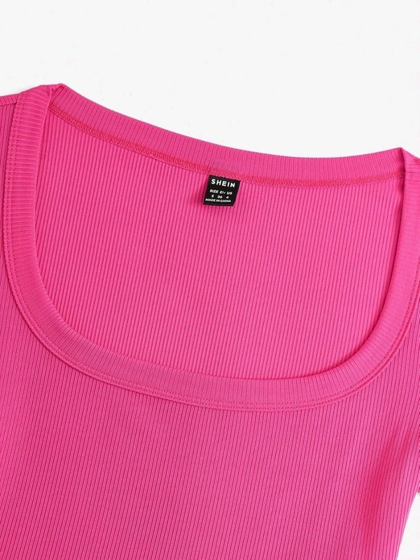 Women's Tops Sexy Tops for Women Shirts Women's Scoop Neck Crop Tee Women's Dress(Hot Pink,X-Small) - French Rose, XXL