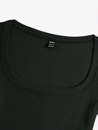 Women's Tops Sexy Tops for Women Shirts Women's Scoop Neck Crop Tee Women's Dress(Hot Pink,X-Small) - Black, M