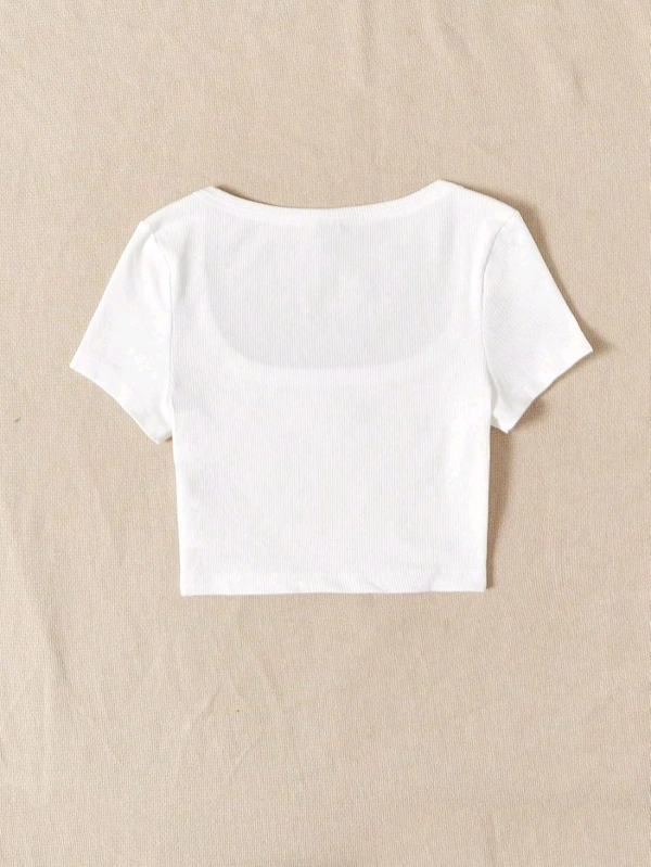 Women's Tops Sexy Tops for Women Shirts Women's Scoop Neck Crop Tee Women's Dress(Hot Pink,X-Small) - White, M