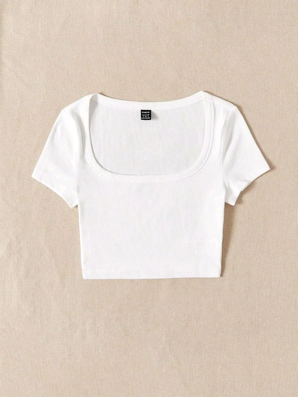 Women's Tops Sexy Tops for Women Shirts Women's Scoop Neck Crop Tee Women's Dress(Hot Pink,X-Small) - White, XXL
