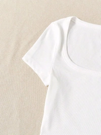 Women's Tops Sexy Tops for Women Shirts Women's Scoop Neck Crop Tee Women's Dress(Hot Pink,X-Small) - White, XXL