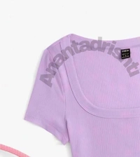 Women's Tops Sexy Tops for Women Shirts Women's Scoop Neck Crop Tee Women's Dress(Hot Pink,X-Small) - French Lilac, M