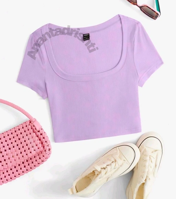 Women's Tops Sexy Tops for Women Shirts Women's Scoop Neck Crop Tee Women's Dress(Hot Pink,X-Small) - French Lilac, XXL