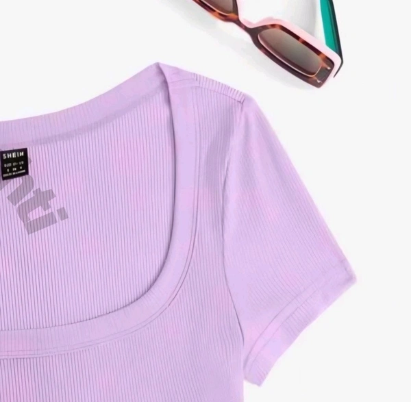 Women's Tops Sexy Tops for Women Shirts Women's Scoop Neck Crop Tee Women's Dress(Hot Pink,X-Small) - French Lilac, XXL