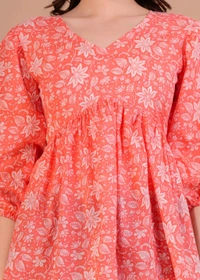 Party Balloon Sleeve Printed Women White, Pink Top
 - Bittersweet, XL