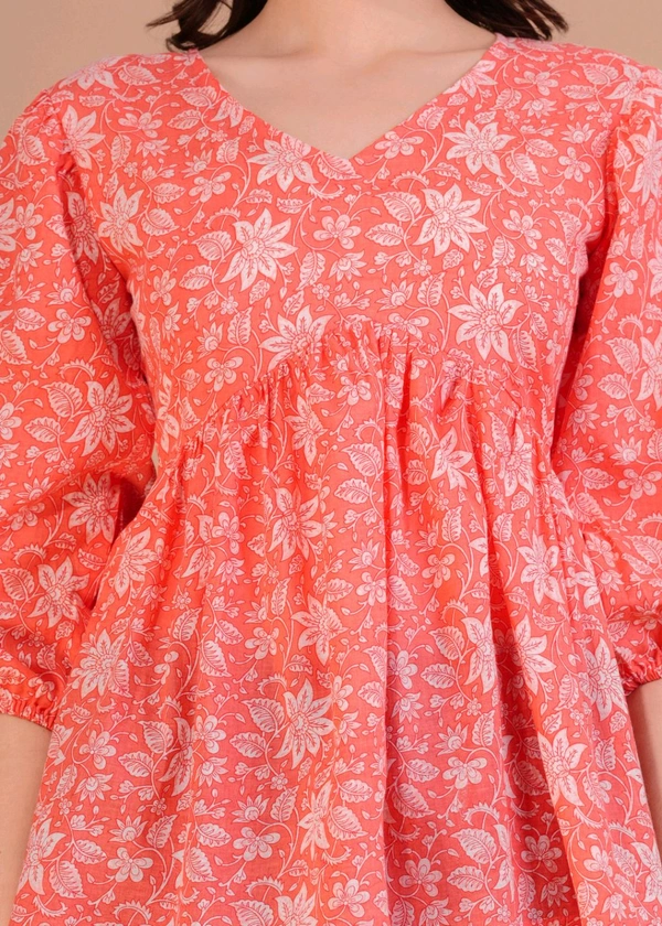 Party Balloon Sleeve Printed Women White, Pink Top
 - Bittersweet, XL