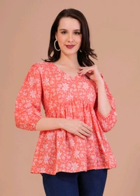 Party Balloon Sleeve Printed Women White, Pink Top
 - Bittersweet, XL