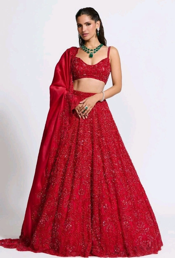 Hot Red Colour Heavy Sequence Work Lehenga Choli
 - Red, Free Size