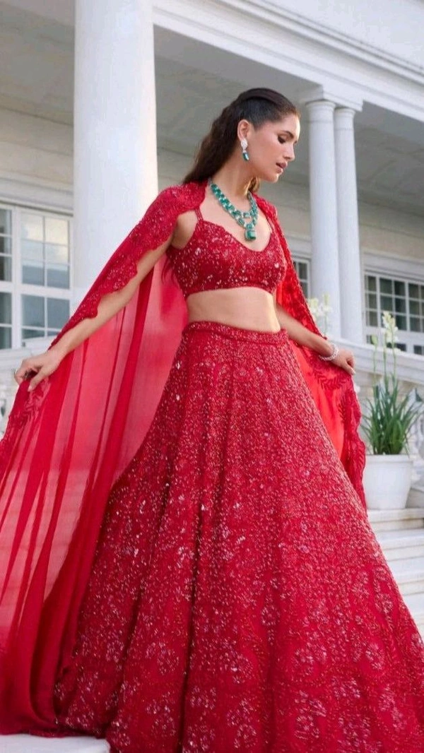 Hot Red Colour Heavy Sequence Work Lehenga Choli
 - Red, Free Size