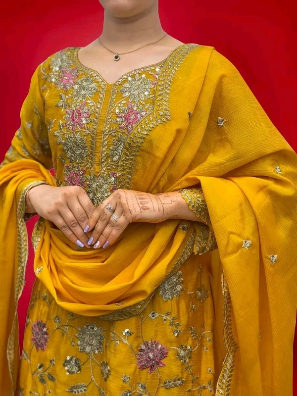 SALWAR KAMEEZ WOMEN INDIAN WEDDING PARTY WEAR DRESS BOLLYWOOD SUIT KURTI SHARARA - Yellow Sea, L