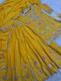 SALWAR KAMEEZ WOMEN INDIAN WEDDING PARTY WEAR DRESS BOLLYWOOD SUIT KURTI SHARARA - Yellow Sea, L
