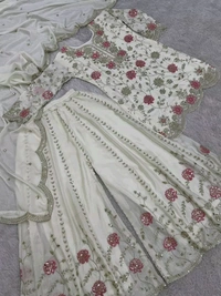 SALWAR KAMEEZ WOMEN INDIAN WEDDING PARTY WEAR DRESS BOLLYWOOD SUIT KURTI SHARARA - White, L