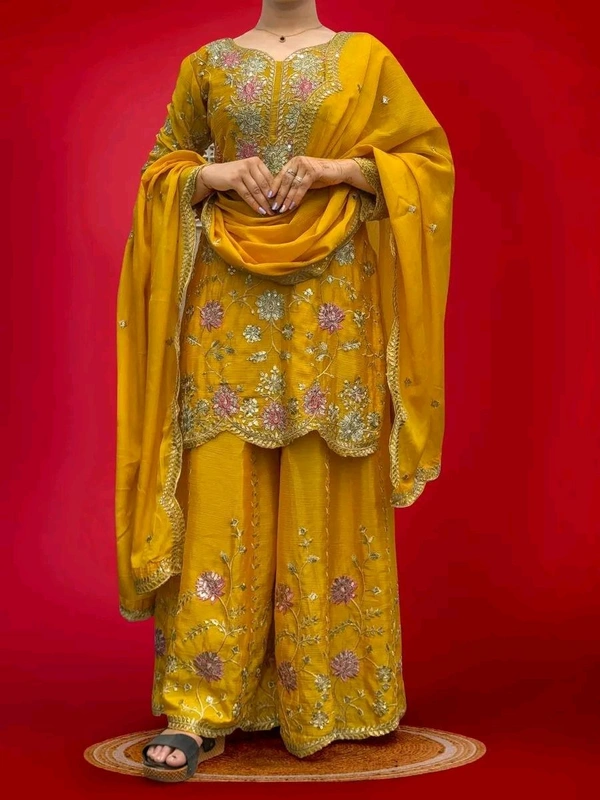 SALWAR KAMEEZ WOMEN INDIAN WEDDING PARTY WEAR DRESS BOLLYWOOD SUIT KURTI SHARARA - Yellow Sea, M