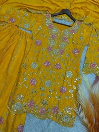 SALWAR KAMEEZ WOMEN INDIAN WEDDING PARTY WEAR DRESS BOLLYWOOD SUIT KURTI SHARARA - Yellow Sea, M