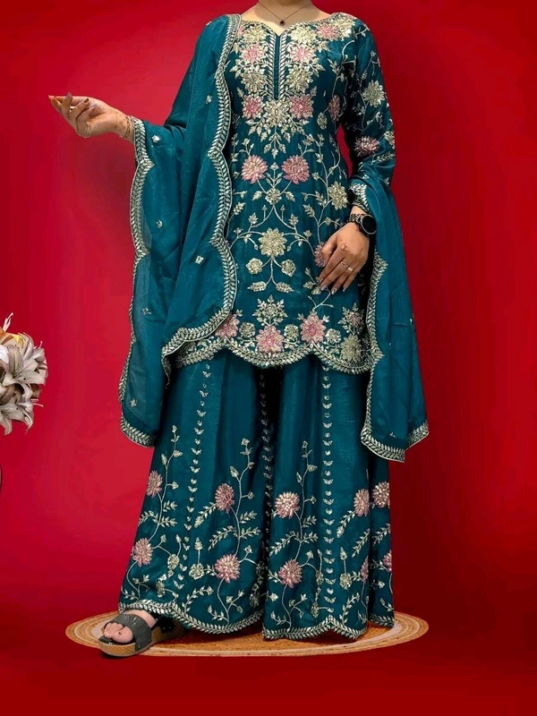 SALWAR KAMEEZ WOMEN INDIAN WEDDING PARTY WEAR DRESS BOLLYWOOD SUIT KURTI SHARARA - Bahama Blue, M