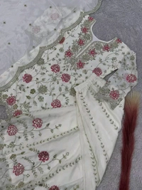 SALWAR KAMEEZ WOMEN INDIAN WEDDING PARTY WEAR DRESS BOLLYWOOD SUIT KURTI SHARARA - White, XXL
