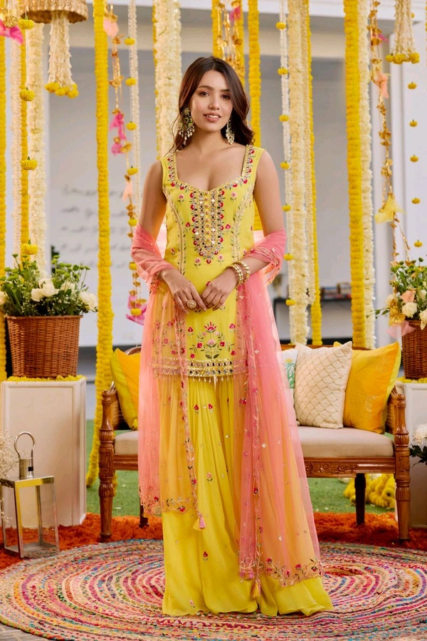 Yellow Sharara Set - Galliano, L
