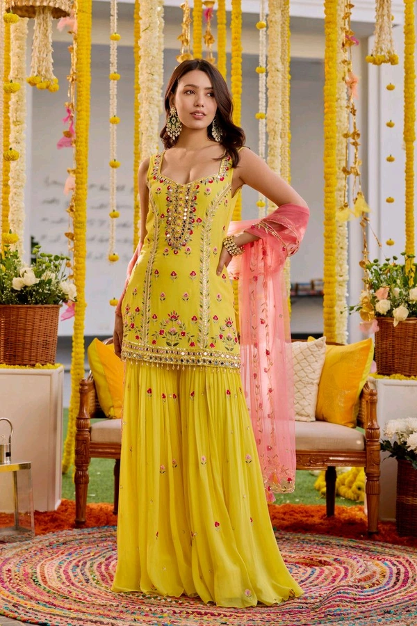 Yellow Sharara Set - Galliano, L