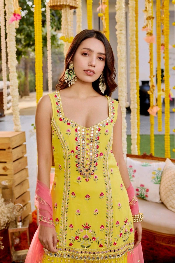 Yellow Sharara Set - Galliano, L