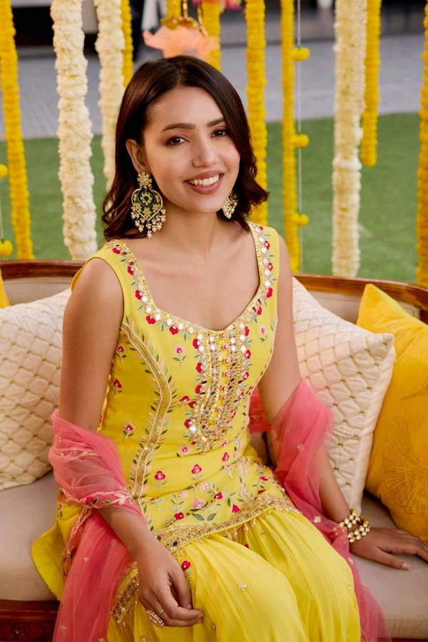 Yellow Sharara Set - Galliano, L