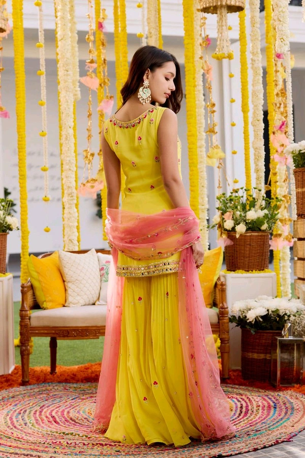Yellow Sharara Set - Galliano, L