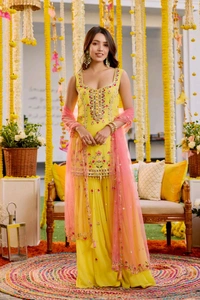 Yellow Sharara Set - Galliano, XL