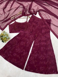 
Shyla Indo Western Outfit - Wine Berry, XXL