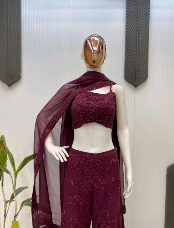 
Shyla Indo Western Outfit - Wine Berry, Free Size