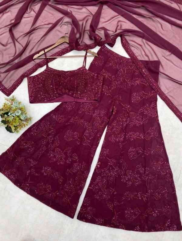 
Shyla Indo Western Outfit - Wine Berry, Free Size