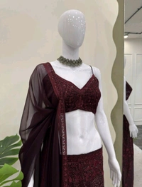 
Shyla Indo Western Outfit - Crater Brown, XXL