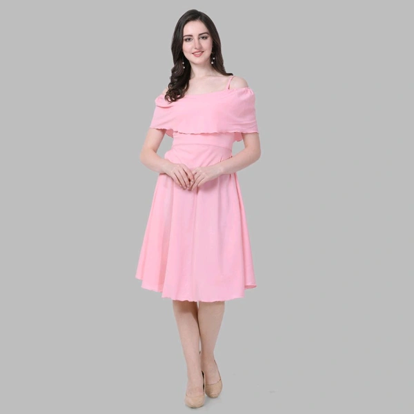 Women A-line Pink Above. Knee/Mid Thigh Length Dress
 - Pink Lace, M