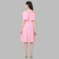 Women A-line Pink Above. Knee/Mid Thigh Length Dress
 - Pink Lace, M