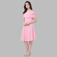 Women A-line Pink Above. Knee/Mid Thigh Length Dress
 - Pink Lace, M