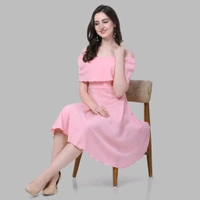 Women A-line Pink Above. Knee/Mid Thigh Length Dress
 - Pink Lace, XL