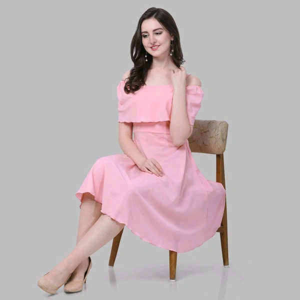 Women A-line Pink Above. Knee/Mid Thigh Length Dress
 - Pink Lace, XL