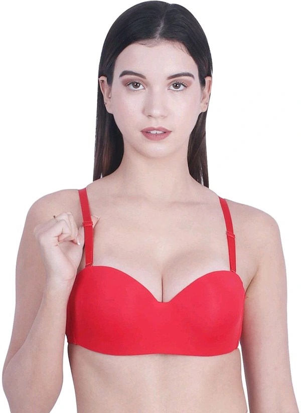 Women T-Shirt Lightly Padded Bra (Red)
 - Red, 30B