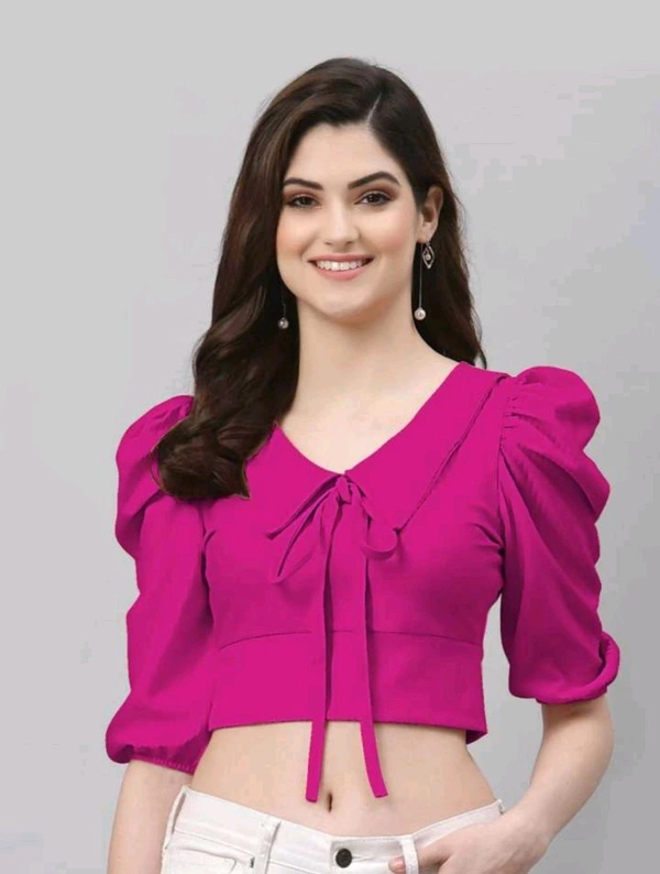 Selvia Women's Lycra Knitted & Solid Crop Top - Red Violet, L