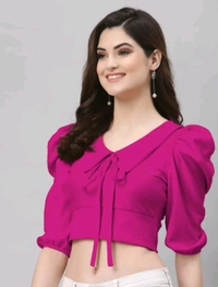 Selvia Women's Lycra Knitted & Solid Crop Top - Red Violet, L