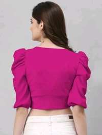 Selvia Women's Lycra Knitted & Solid Crop Top - Red Violet, L